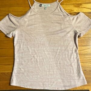 Jennifer Lopez Cold Shoulder Top in Light Pink